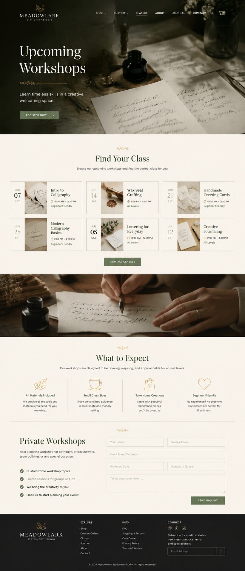 Classes design mockup